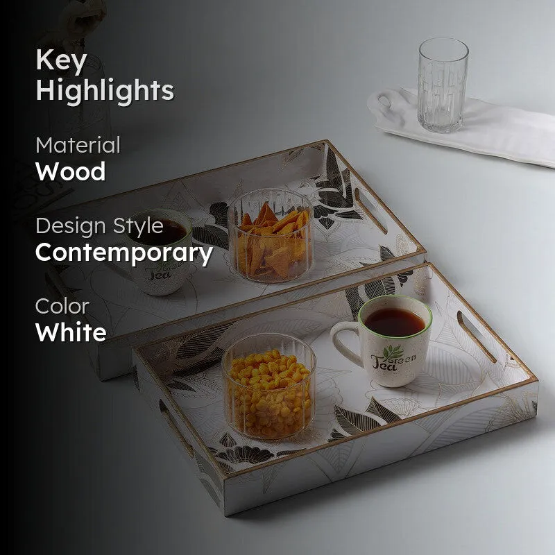 Decorative Rectangle Wood Serving Tray - Set Of Two media 2