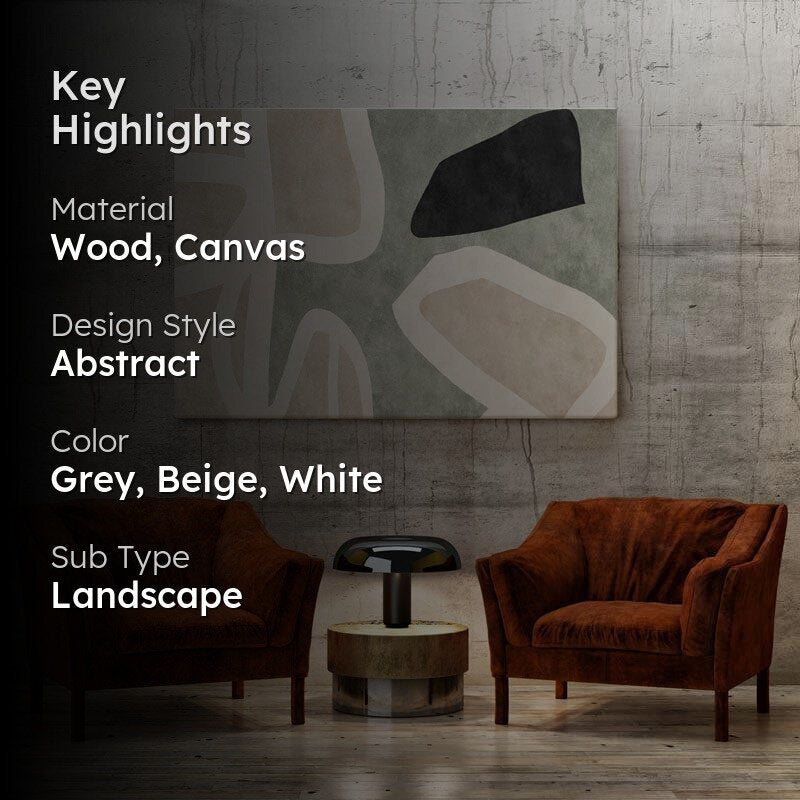 Green Neutral Geometry Wall Painting - Gallery Wrap media 2