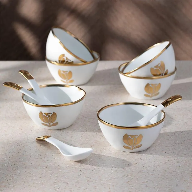 Lotus Bloom Serving Bowl Set - Twelve Piece Set media 1