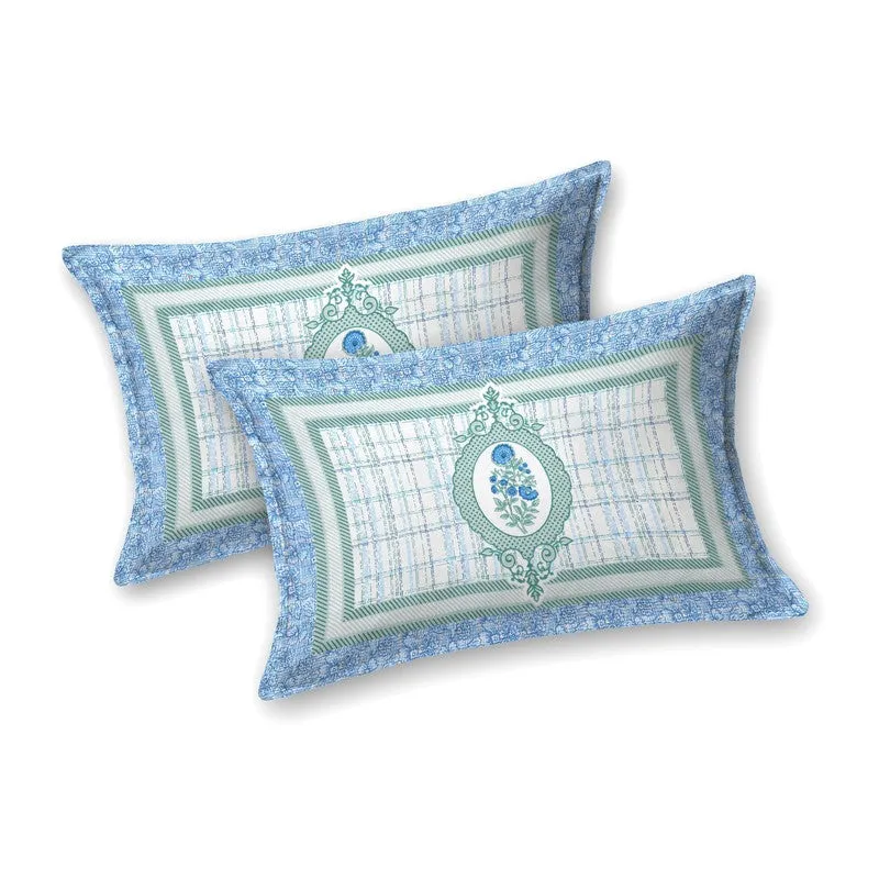 Royalza Cotton Bedsheet (Blue,Green) - 240 TC media 4
