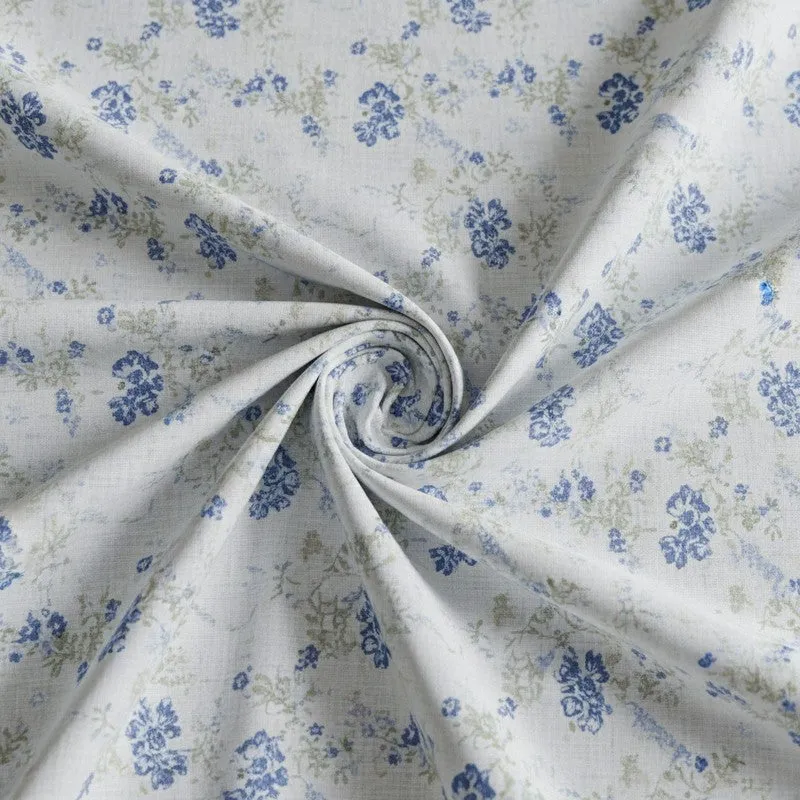 Nivara Floral Cotton Bedsheet (White,Blue) - 180 TC media 5