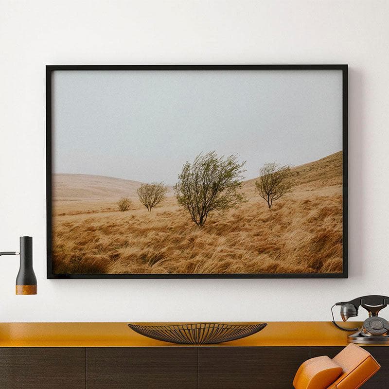 Grassy Field Canvas Wall Painting - Black Frame