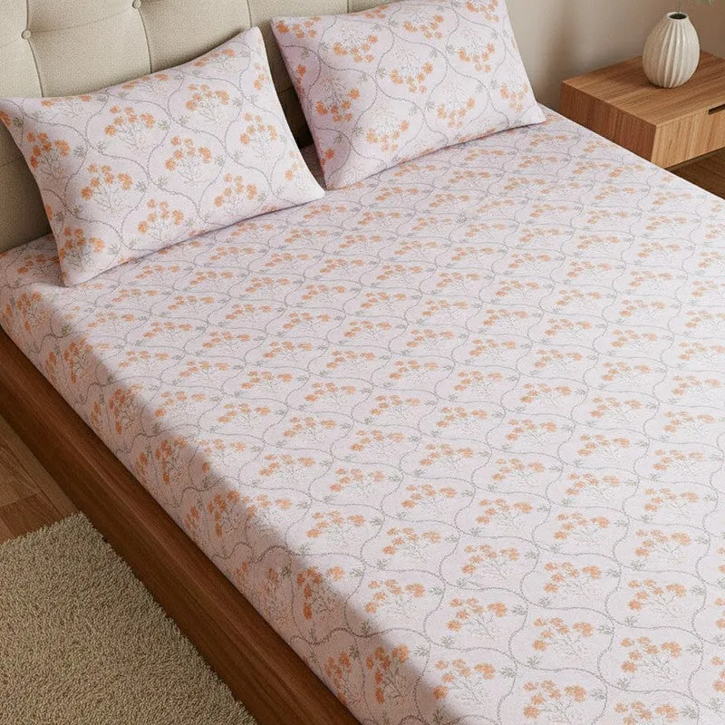 Rajsi Floral Cotton Bedsheet (Warm Pink) - 200 TC media 3
