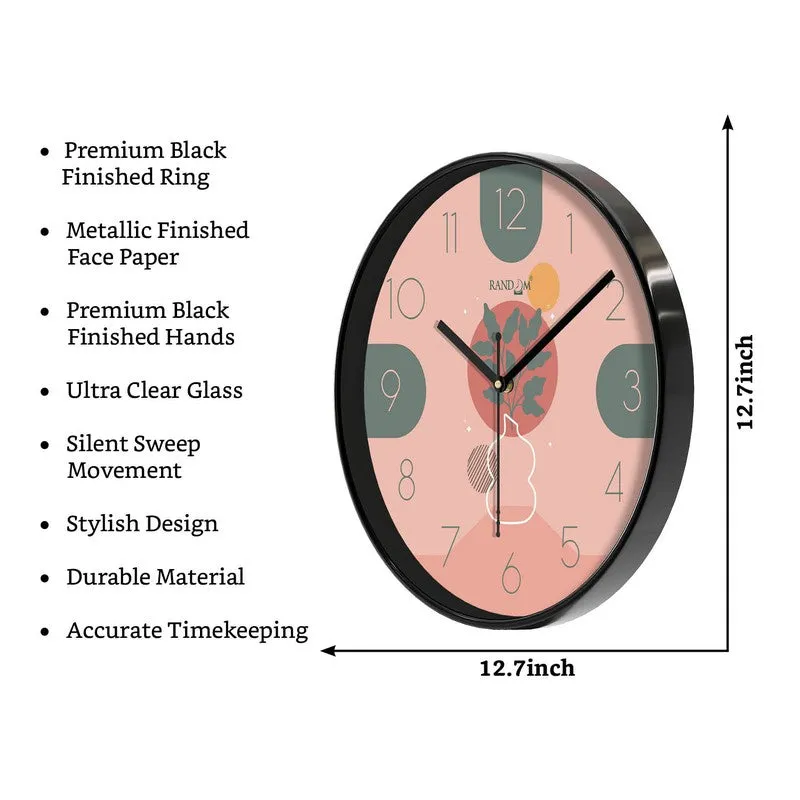 Roseate Round Analog Wall Clock - Pink media 8