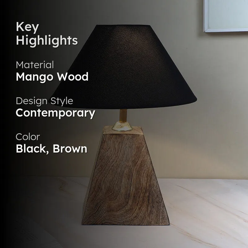 Torou Obelisk Solid Mango Wood Table Lamp - Black,Brown media 2