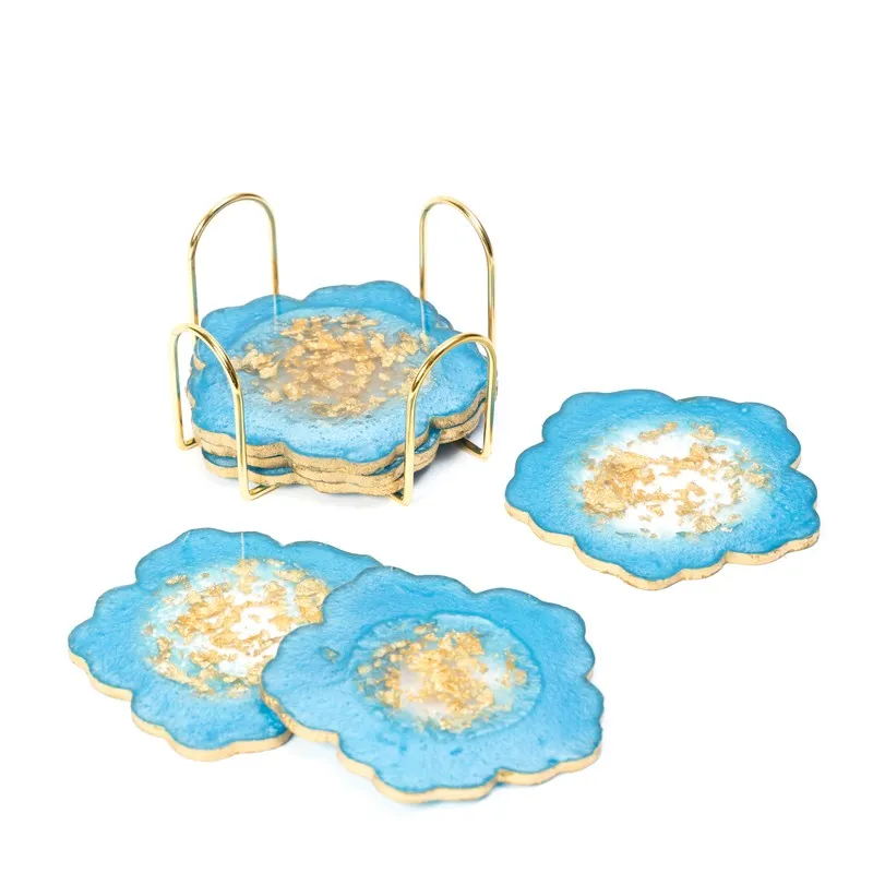 Celeste Crystal Coaster With Stand (Blue) - Seven Piece Set media 6
