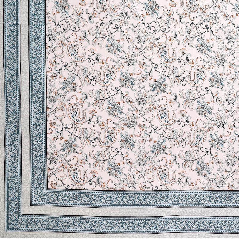 Aari Floral Cotton Bedsheet (Blue) - 130 TC media 4
