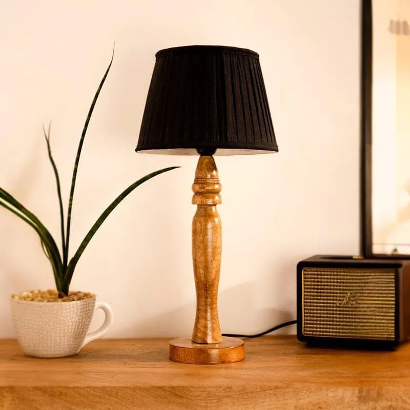 Classy Twist Round Pillar Fabric Table Lamp - Black,Brown media 3