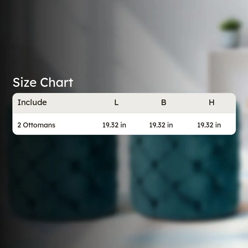 Hrixon Pine Wood Ottomans (Blue) - Set Of Two media 9