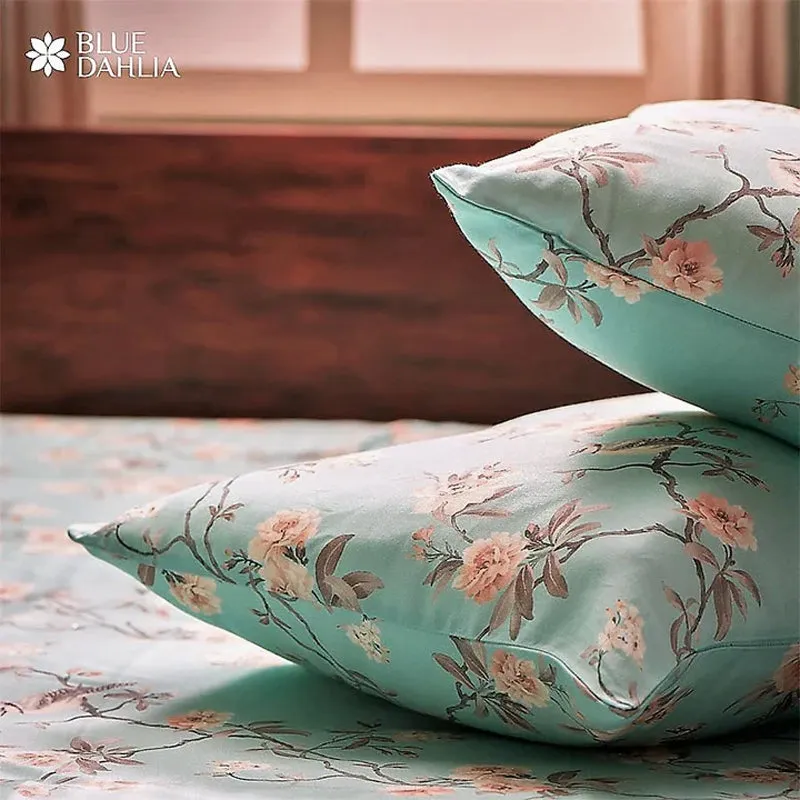 Cherry Blossom Printed Cotton Duvet Cover - Green media 9