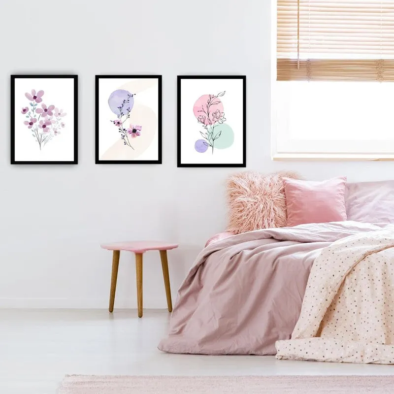 Dreamy Florals Paper Wall Painting With Frame - Black media 4