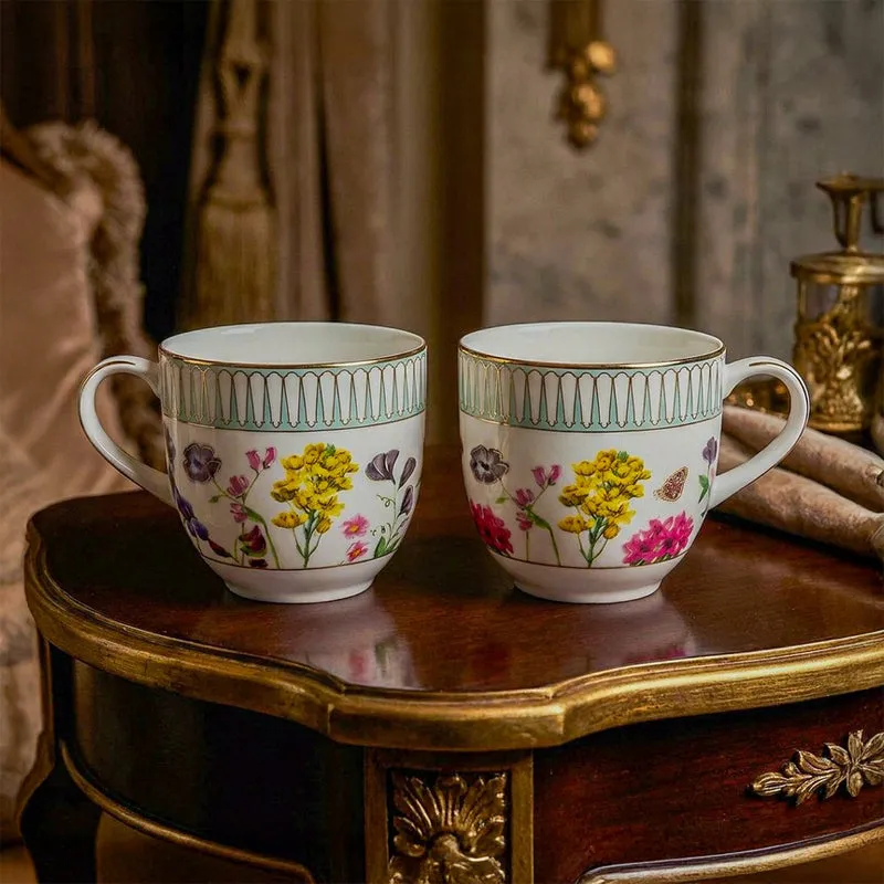 Basant 24k Gold Brushed Porcelain Coffee Mug (280 mL Each) - Set of Four media 3
