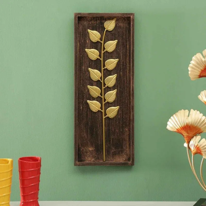 Floral Stalk Iron & Wooden Wall Accent media 1