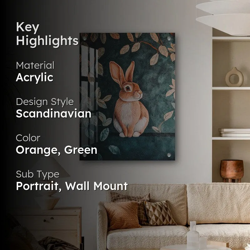 Rabbit in Serenity Leaves Acrylic Wall Art media 2