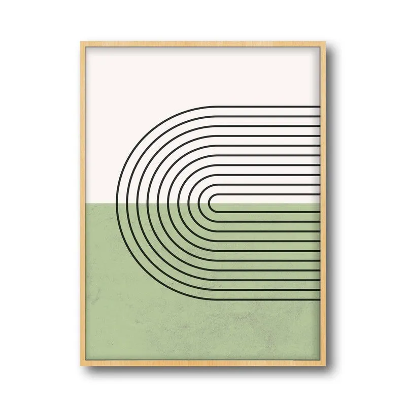 Cerchio Green Archival Canvas Wall Art - Natural Brown Frame media 5