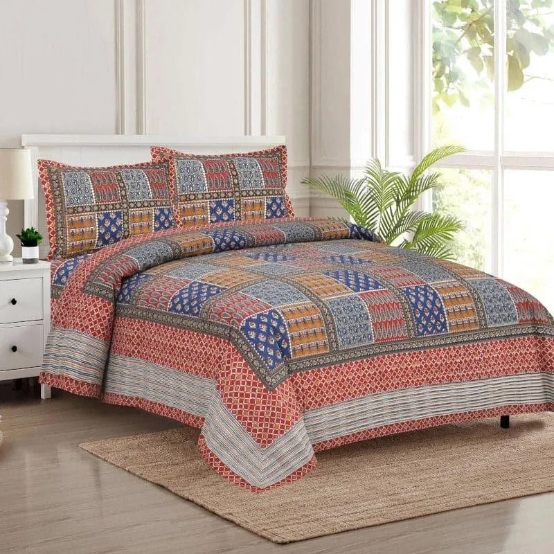 Jarda Applique Print Cotton Bedsheet (Maroon) - 180 TC media 1