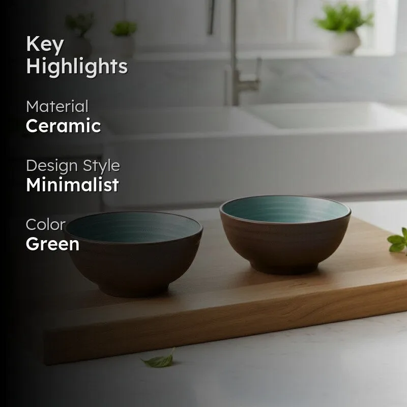 Bowluxe Ceramic Snack Bowls (Green, 180 mL Each) - Set Of Two media 2