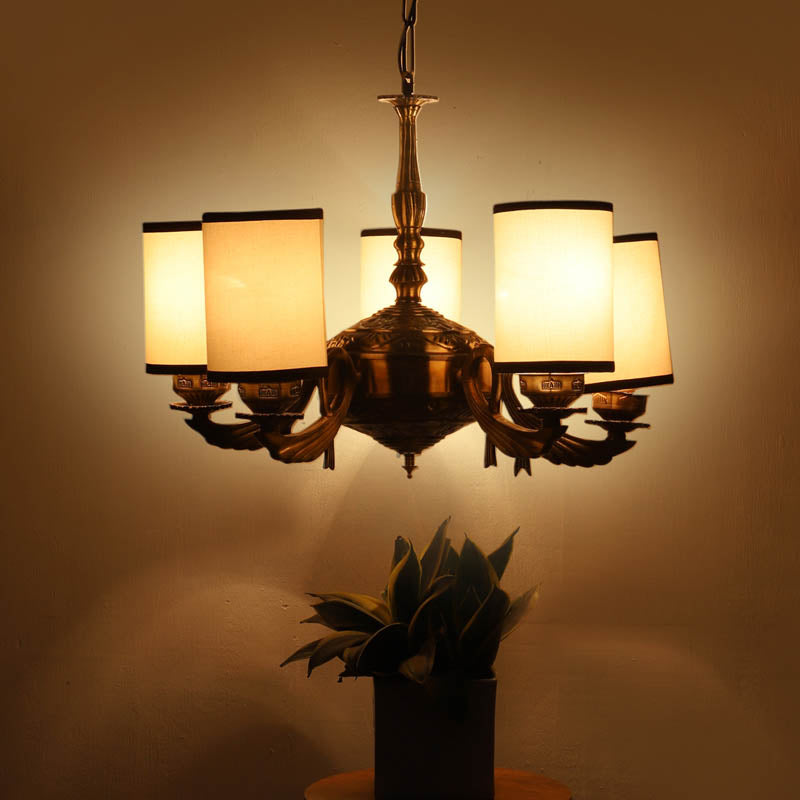 Letica Cylindrical Golden Antique Ceiling Lamp