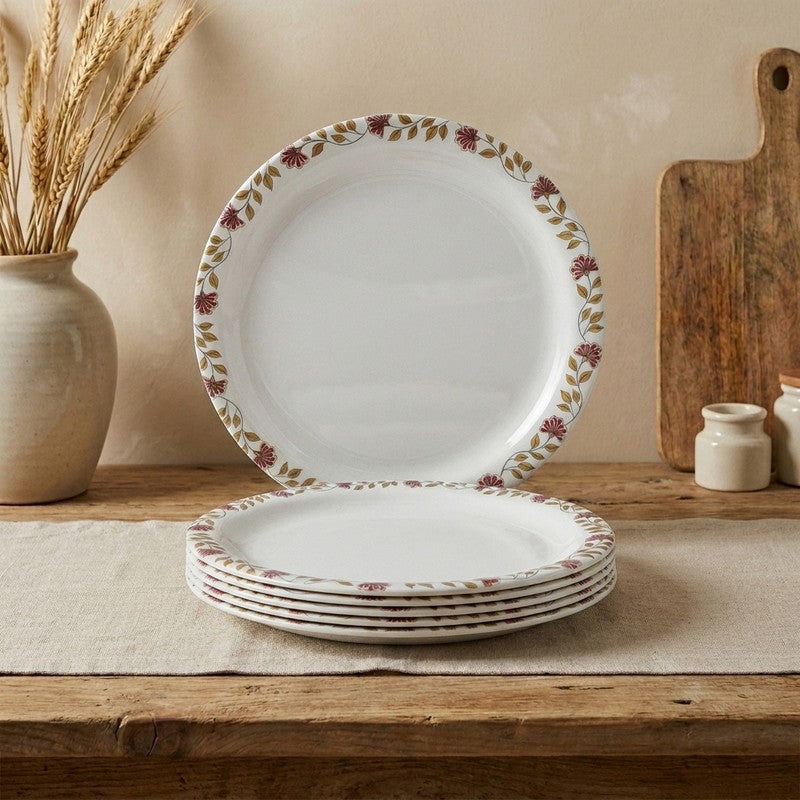 Garden Flower Melamine Dinner Plates - Set of Six