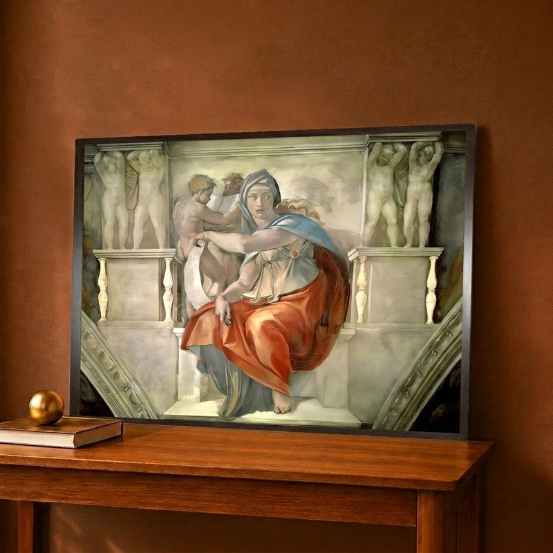 Sistine Chapel Ceiling Delphic Sibyl Canvas Wall Painting - 12 x 9 Inches