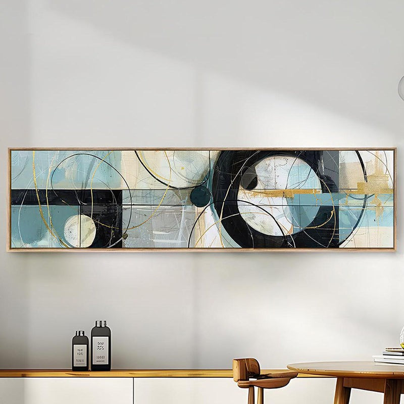 Whispers In Blue Abstract Canvas Wall Art With Frame - Black media 3
