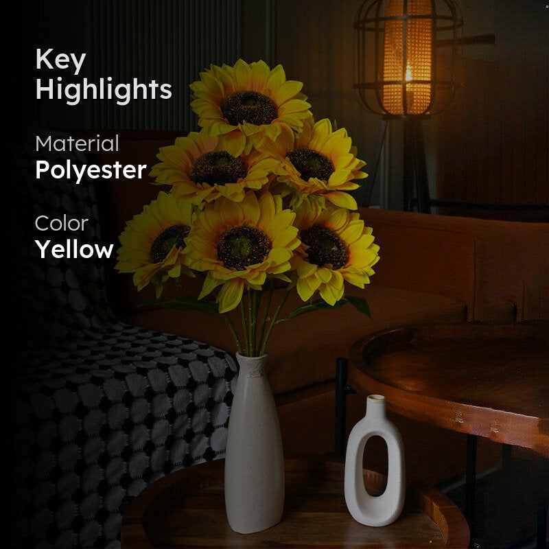 Faux Everlasting Sunflower Bunch (Yellow) - Set of Seven media 2
