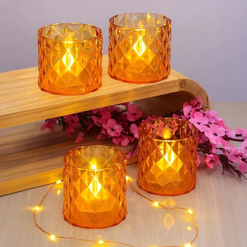 AuraLume Multi Choice Candle Holders (Yellow) - Set Of Four media 1