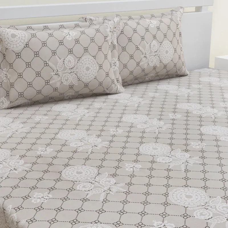 Tender Touch Cotton Bedsheet (Taupe) - 144 TC media 3