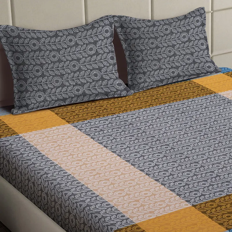 Barred Rhythm Geometric PollyCotton Bedsheet - 130 GSM media 4