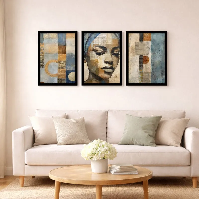 Artistic Soul Paper Wall Painting With Frame - Set Of Three media 4