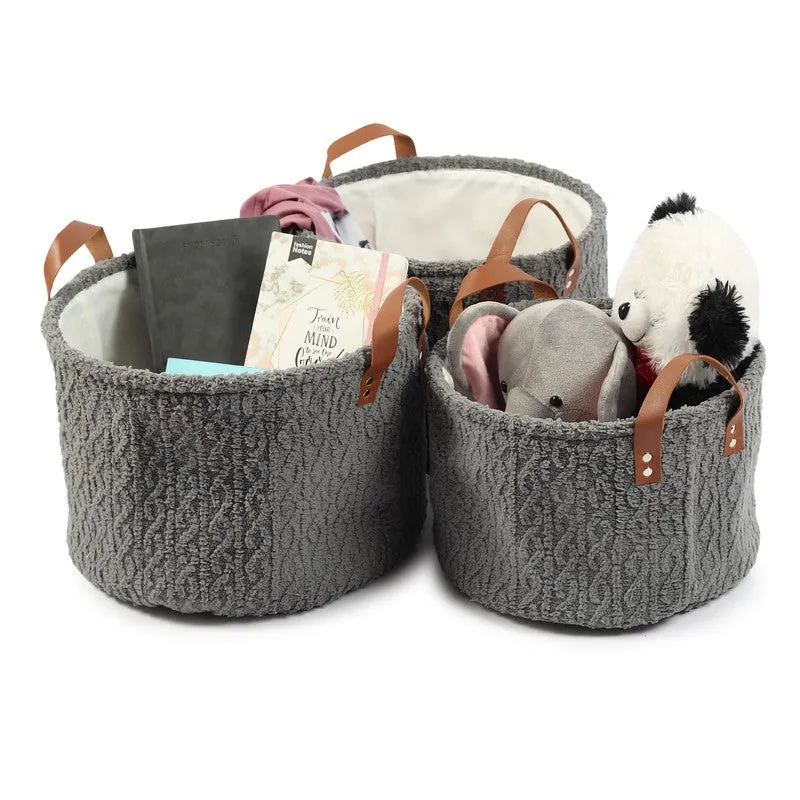 LineNest I Fabric Storage Basket (Black) - Set of Three media 5