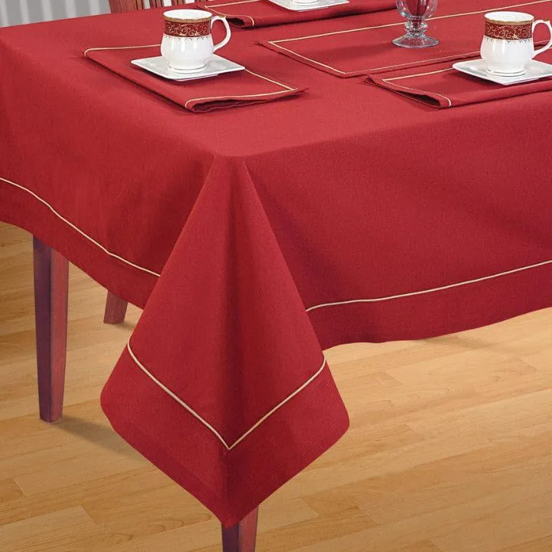 Swayam Pristine Solid Table Cover (Red) - Six Seater media 1