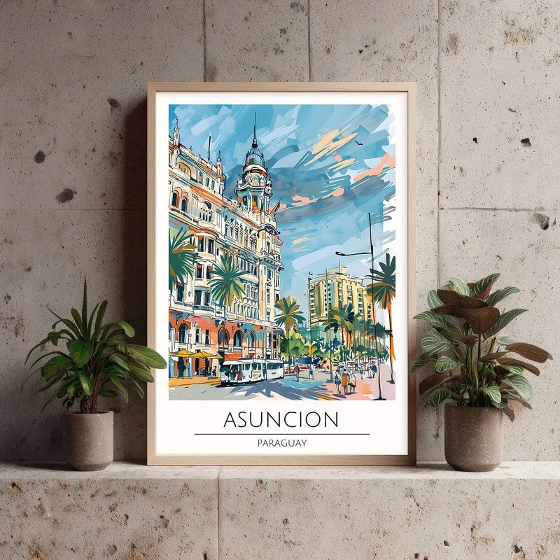 Vintage Asuncin Framed Canvas Archival Canvas Wall Painting - Natural Brown Frame media 3