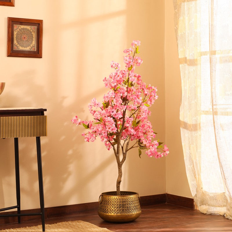Artificial Cherry Blossom Plant With Black Plastic Pot - 4 ft media 5