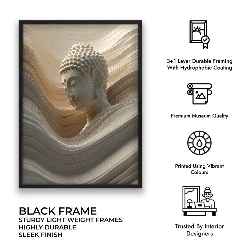 Aurum Buddha Archival Paper Wall Painting With Black Frame media 9