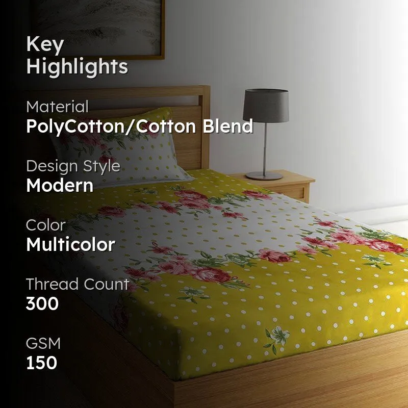 Citrine Floral Bedsheet - 150 GSM media 2