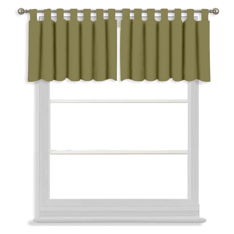 Tab Tale Flat Curtain Valance (Dark Khaki) - Set Of Two media 3