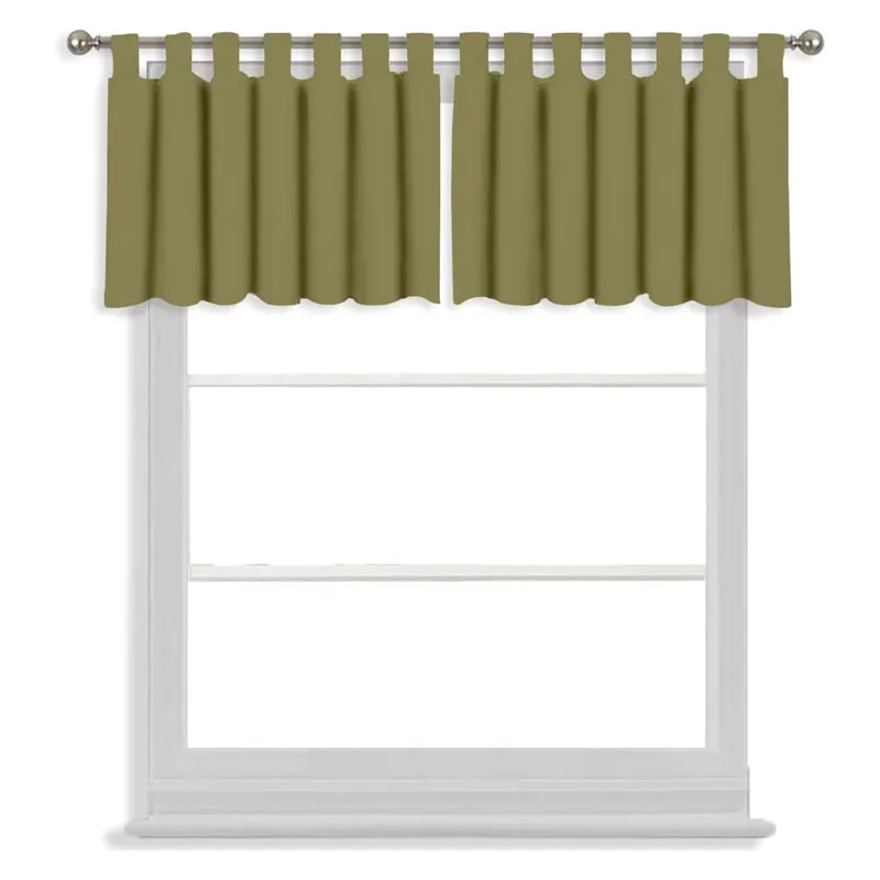 Tab Tale Flat Curtain Valance (Dark Khaki) - Set Of Two media 3