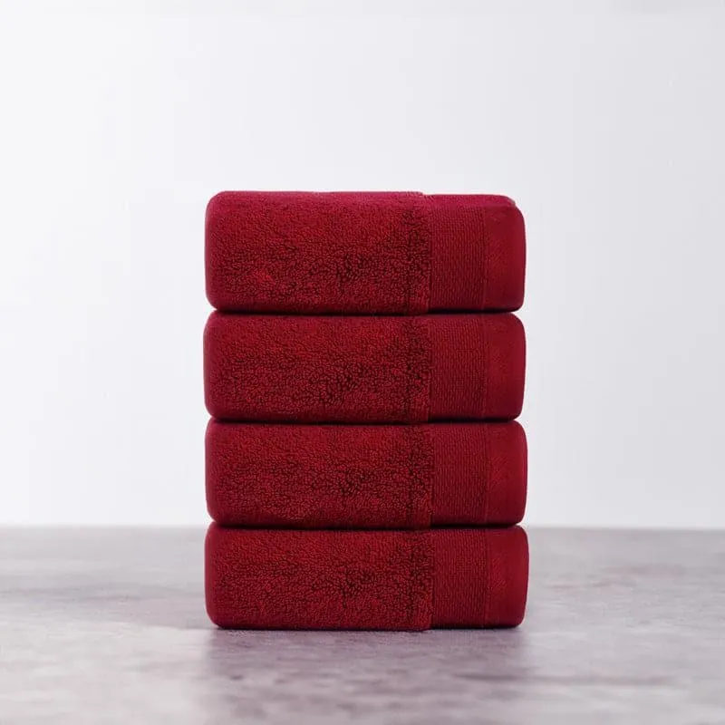 Micro Cotton Soft Serenity Solid Face Towel (Maroon) - Set Of Four media 1
