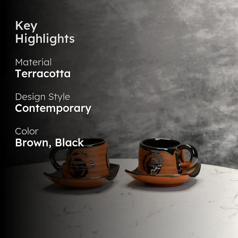 Earthenware Terracotta Tea Cup (220 mL Each) - Set Of Two media 2