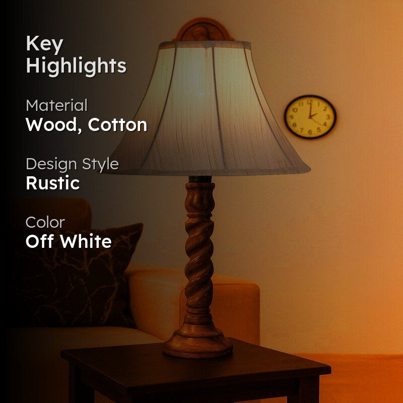 Elvane Zerin Wooden Table Lamp - OffWhite media 2