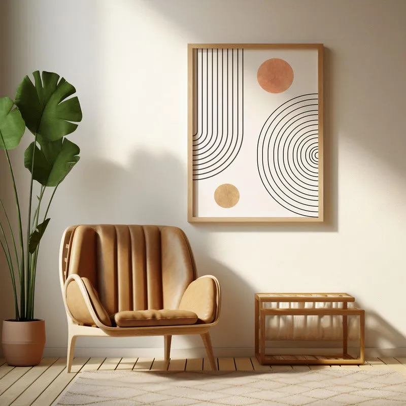 Linear Harmony Canvas Wall Painting With Brown Frame media 6
