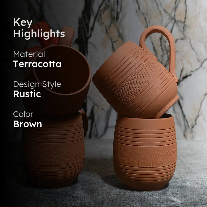 Srishti Terracotta Coffee Mug (250 mL Each) - Set of Four media 2