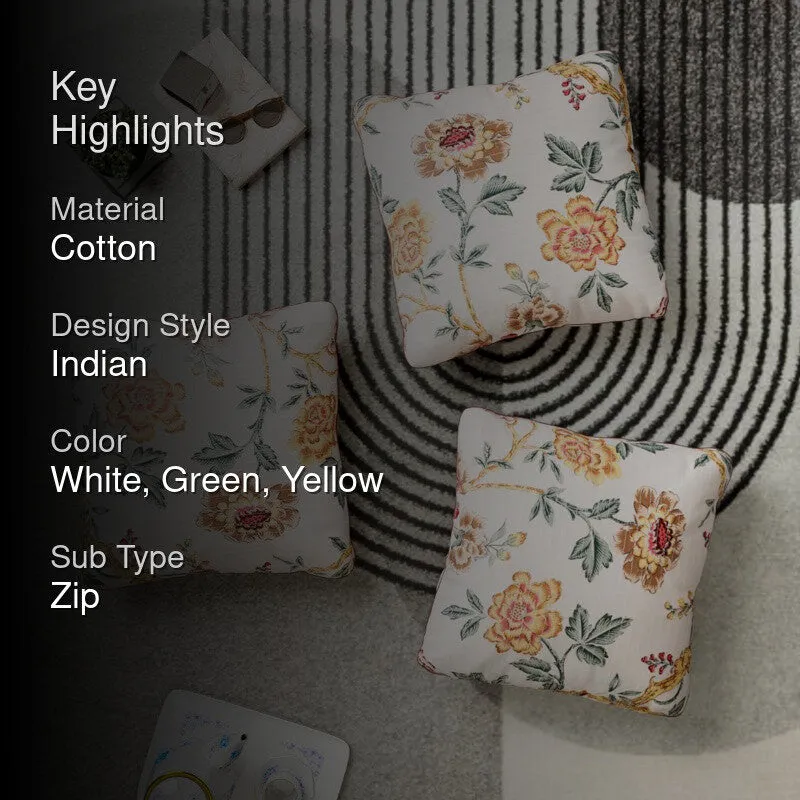 Bloom Crest Cotton Cushion Covers - Set Of Three media 2