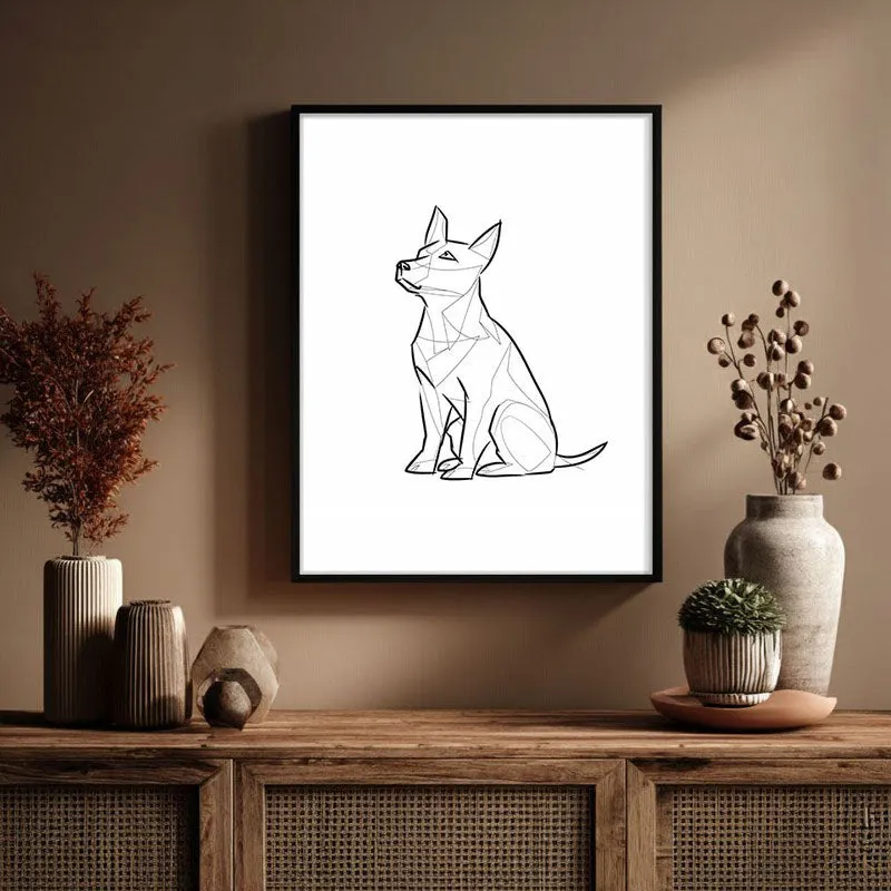 Geometric Dog Archival Canvas Wall Art - Black Frame media 3