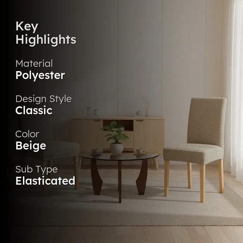 StyloCraze Fit Chair Cover (Beige) - Set Of Two media 2