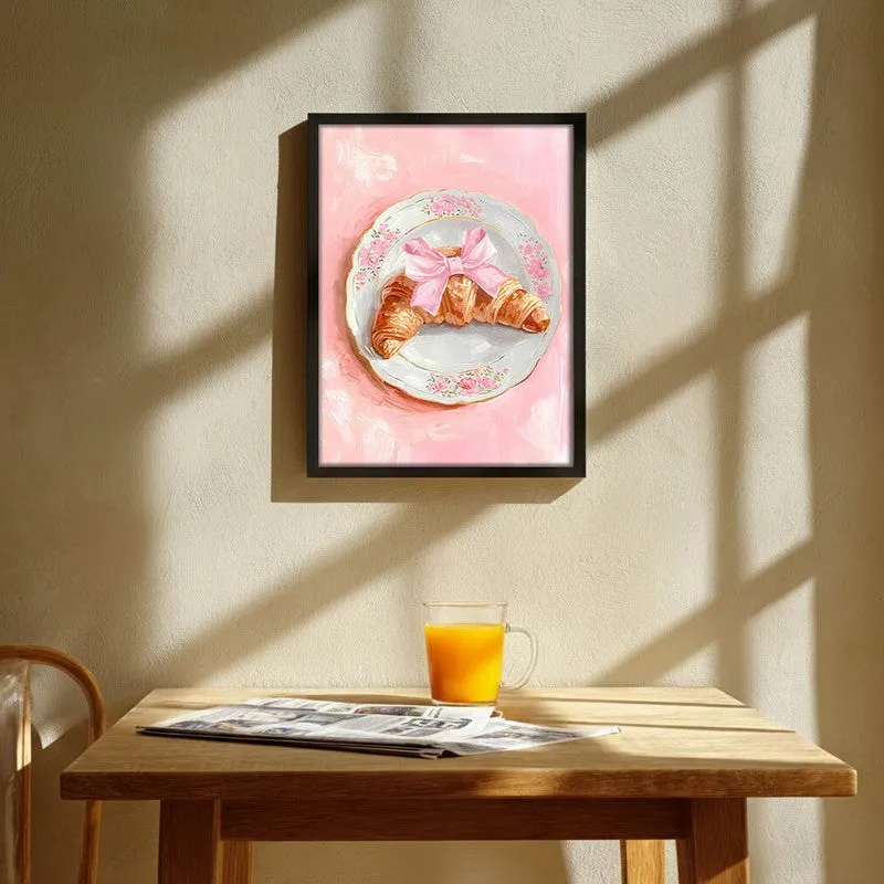 Croissant Bow Archival Canvas Wall Art - Black media 1