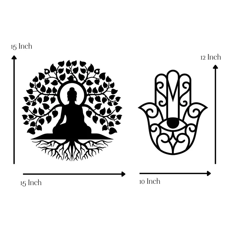 Bodhisatva With Hamsa Hand Iron Wall Accent - Set Of Two media 5