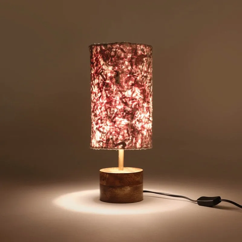 Orange Tree Flake Mango Wood Table Lamp Beige - Multicolor media 1