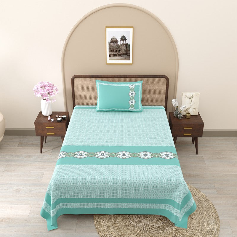 OpulentRest Cotton Bedsheet (Teal) - 180 TC media 3